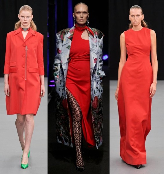 Красный цвет в одежде на модных показах 2023