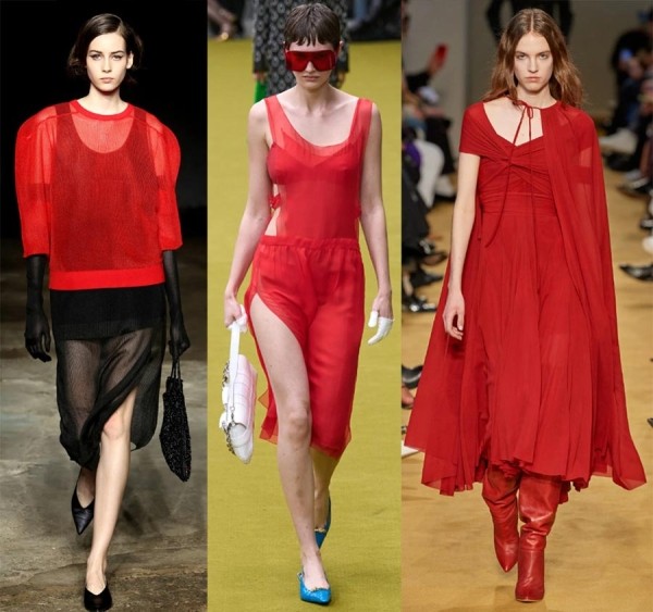 Красный цвет в одежде на модных показах 2023