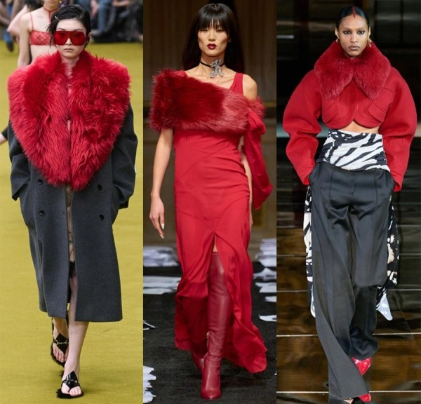 Красный цвет в одежде на модных показах 2023