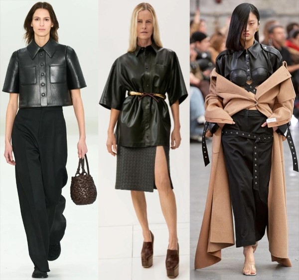 35 кожаных трендов в женской одежде 2023
