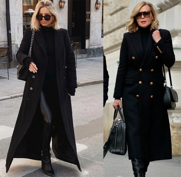 Черное пальто: актуальные фасоны и тренды сезона