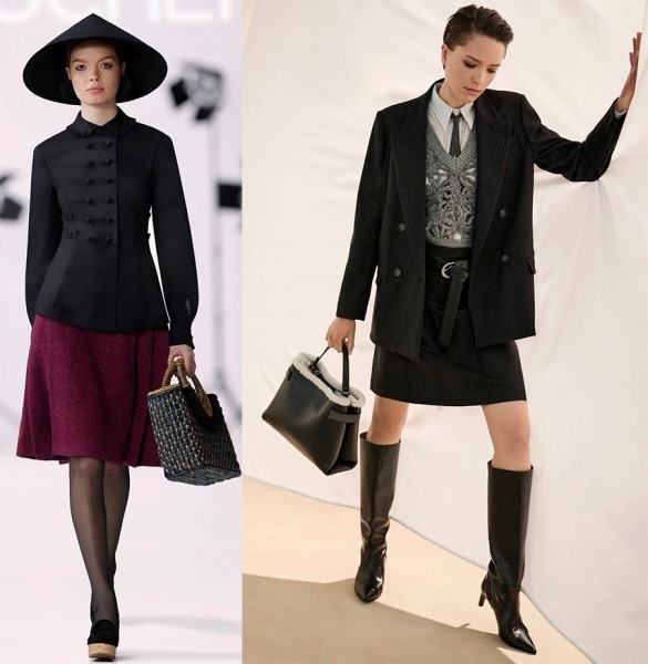 Модный костюм с юбкой и жакетом 2024 Модный костюм с юбкой и жакетом 2024