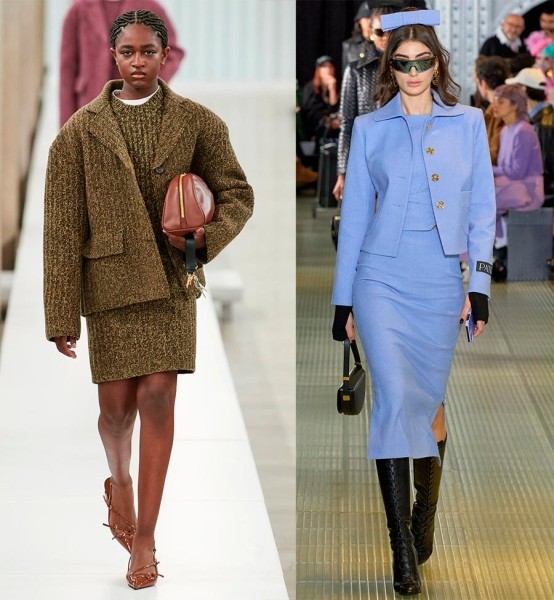 Модный костюм с юбкой и жакетом 2024 Модный костюм с юбкой и жакетом 2024