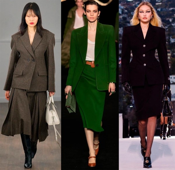 Модный костюм с юбкой и жакетом 2024 Модный костюм с юбкой и жакетом 2024