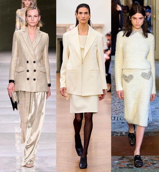 Красивые и модные образы в белом цвете оттенка Ivory