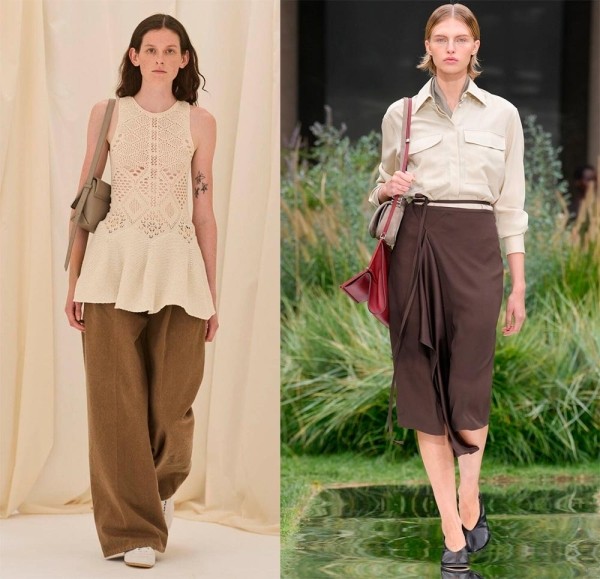 Коричневые оттенки одежды в тренде: женская мода 2025