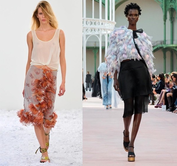 Перья как декор одежды 2025: актуальная модная тенденция