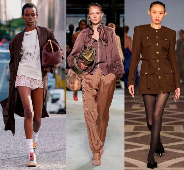 Коричневые оттенки одежды в тренде: женская мода 2025