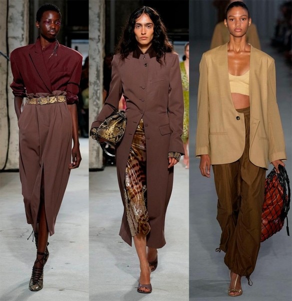 Коричневые оттенки одежды в тренде: женская мода 2025