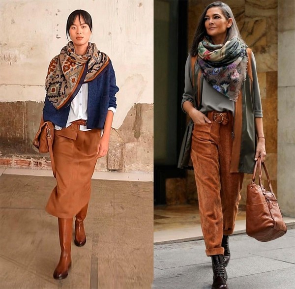 Коричневые оттенки одежды в тренде: женская мода 2025