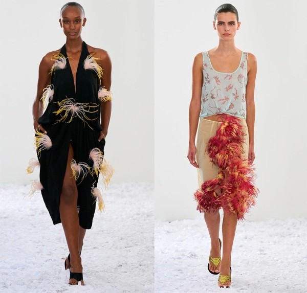 Перья как декор одежды 2025: актуальная модная тенденция