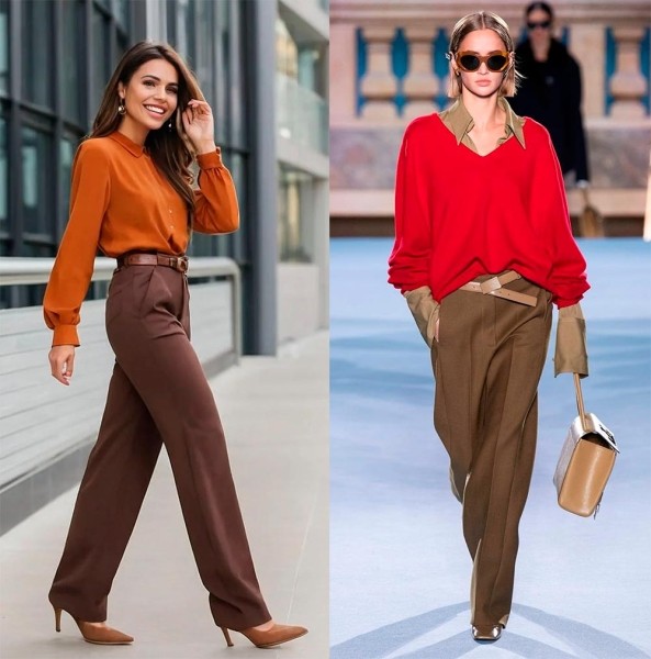 Коричневые оттенки одежды в тренде: женская мода 2025